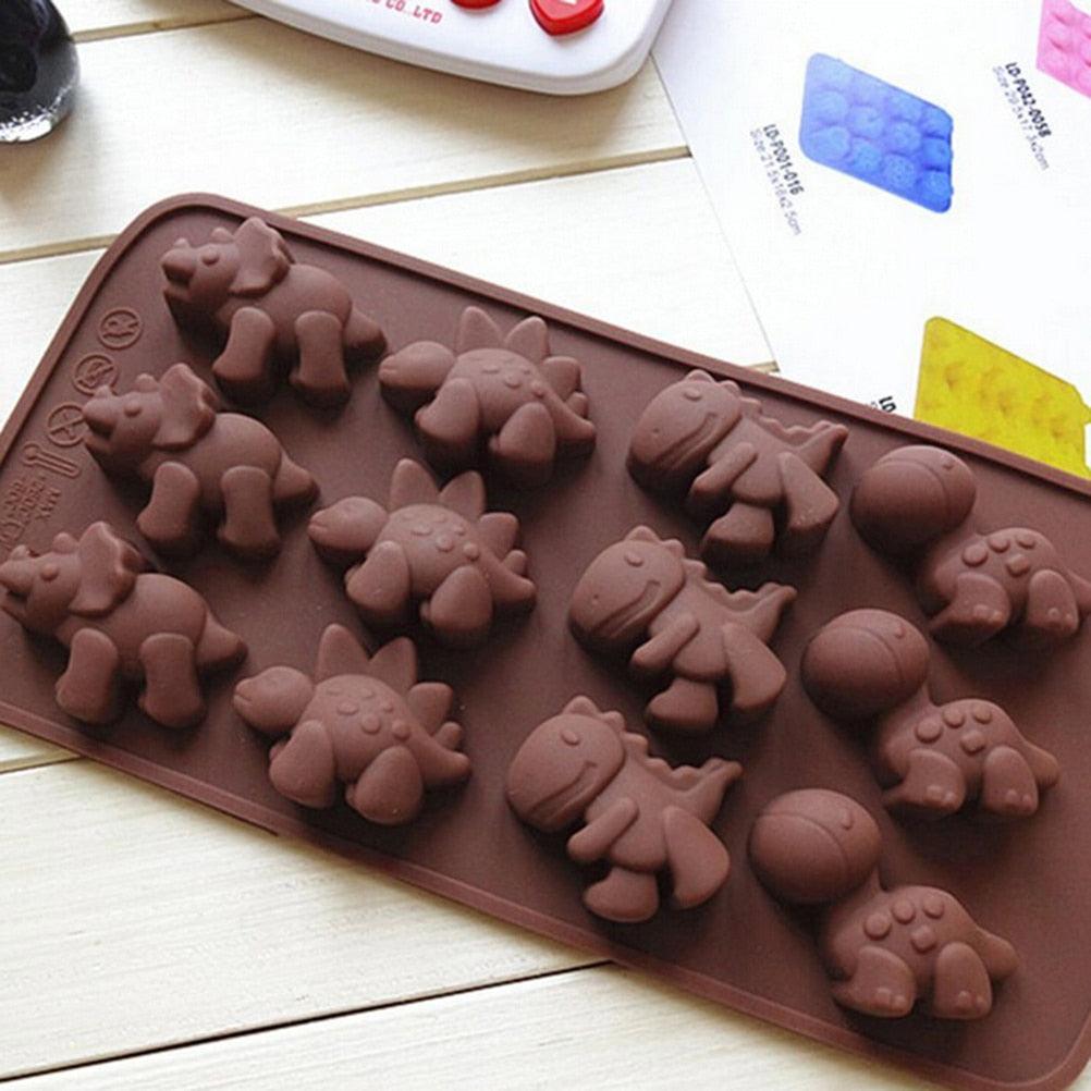 3D Dinosaur Silicone Fondant Mould Cake Chocolate Candy Fondant Candle Soap Craft Cake Mold Baking Cute Dinosaur Silicone Cake Molds Kid's Dino Chocolate Mold Tray Stevvex