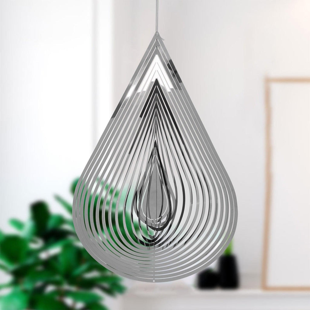 3D Drop-shaped Rotating Wind Spinner Outdoor Metal Sculptures Flowing Stainless Steel Wind Chimes Flowing-Light Effect Design Home Garden Decoration Outdoor Hanging Decor Gift Wind Spinners Mirrored Patio Wind Chime Yard Decor Stevvex