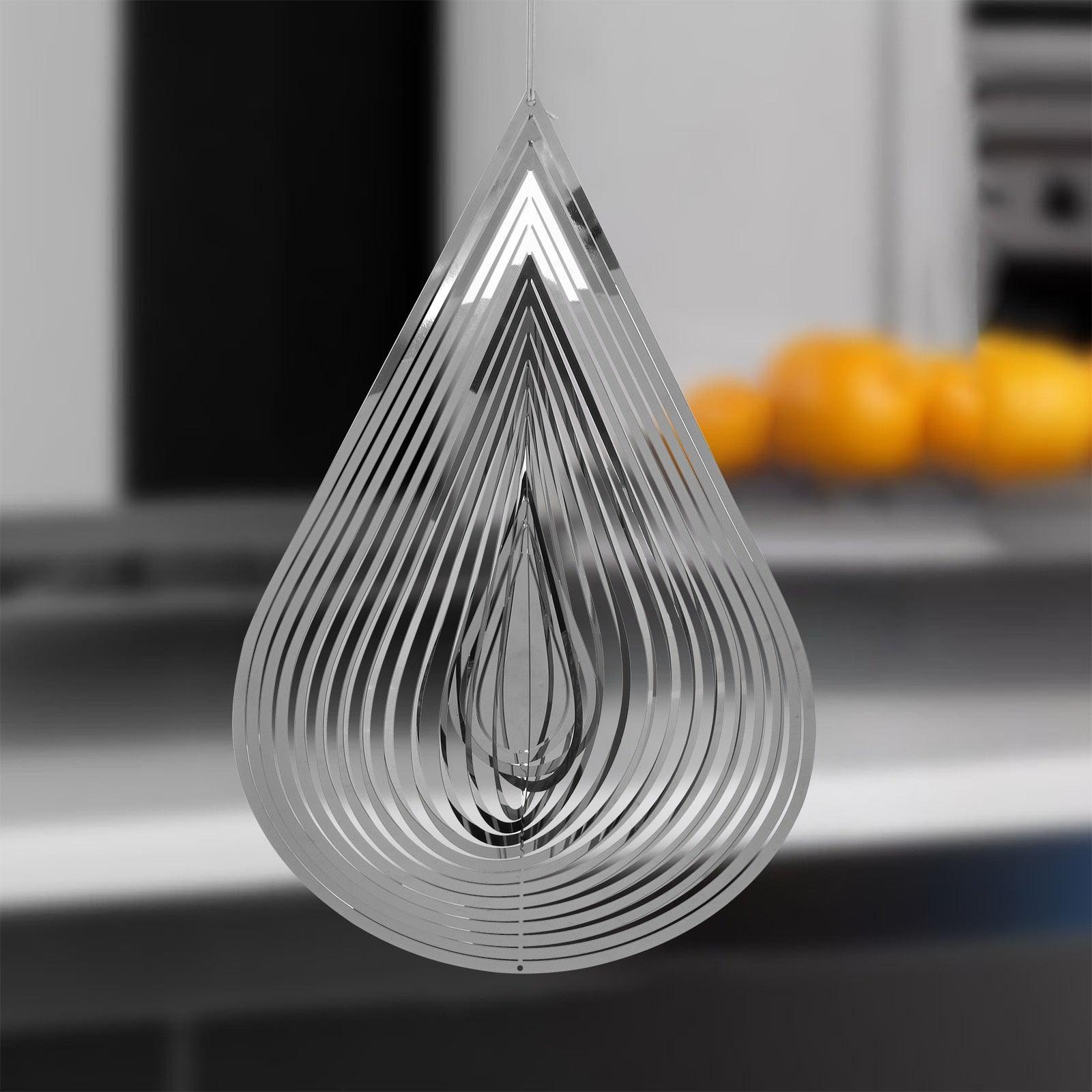 3D Drop-shaped Rotating Wind Spinner Outdoor Metal Sculptures Flowing Stainless Steel Wind Chimes Flowing-Light Effect Design Home Garden Decoration Outdoor Hanging Decor Gift Wind Spinners Mirrored Patio Wind Chime Yard Decor Stevvex