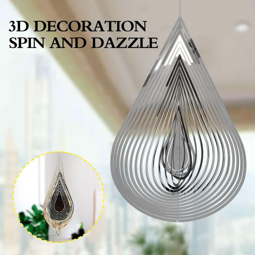 3D Drop-shaped Rotating Wind Spinner Outdoor Metal Sculptures Flowing Stainless Steel Wind Chimes Flowing-Light Effect Design Home Garden Decoration Outdoor Hanging Decor Gift Wind Spinners Mirrored Patio Wind Chime Yard Decor Stevvex