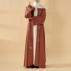 3D Embroidery Abaya With Geometric Beads. 3D Embroidered Open Abaya (MOA085)