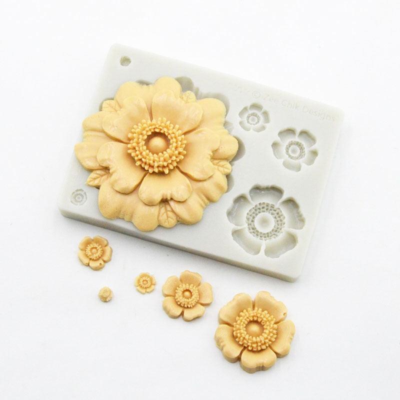 3D Flower Shape Silicone Mold Chocolate Sugar Cookies Chocolate Mould Cake Lace Decoration Clay Mold Kitchen Baking Tool Fondant Molds Mini Flower Mold Non-stick Silicone Molds For Cake Decorating Stevvex