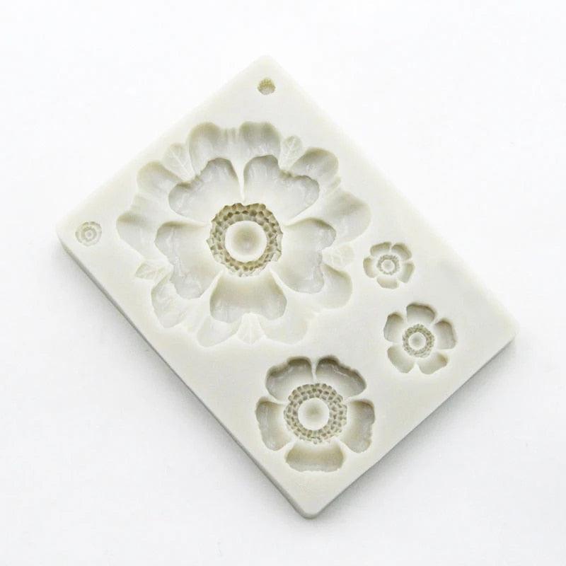 3D Flower Shape Silicone Mold Chocolate Sugar Cookies Chocolate Mould Cake Lace Decoration Clay Mold Kitchen Baking Tool Fondant Molds Mini Flower Mold Non-stick Silicone Molds For Cake Decorating Stevvex