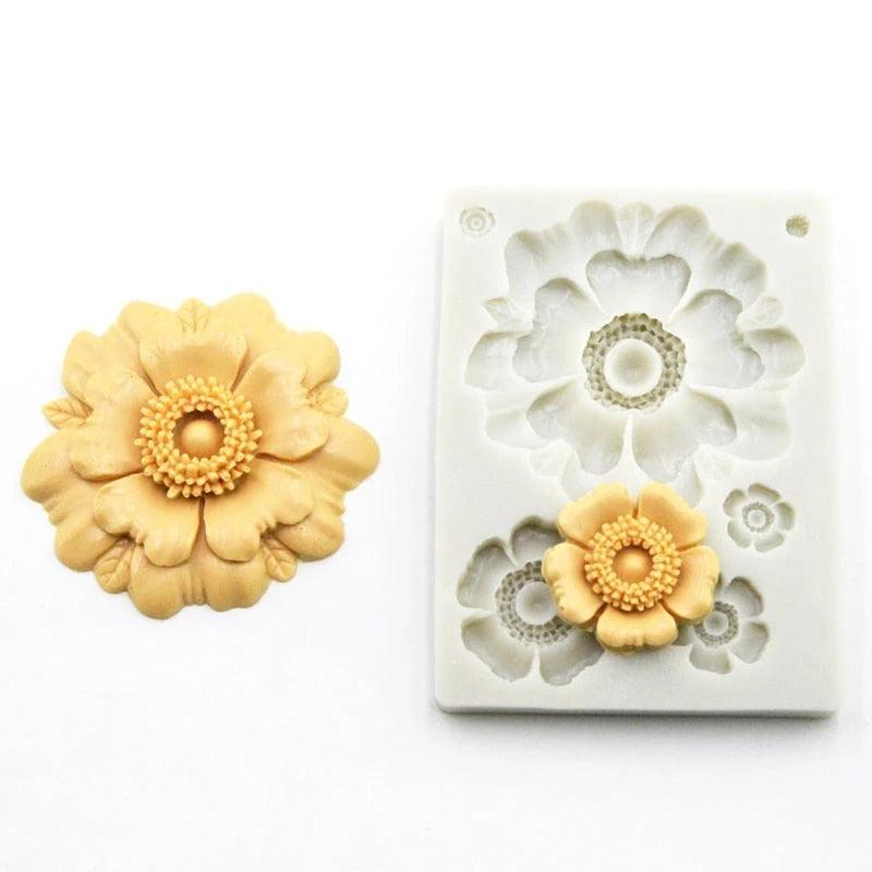 3D Flower Shape Silicone Mold Chocolate Sugar Cookies Chocolate Mould Cake Lace Decoration Clay Mold Kitchen Baking Tool Fondant Molds Mini Flower Mold Non-stick Silicone Molds For Cake Decorating Stevvex