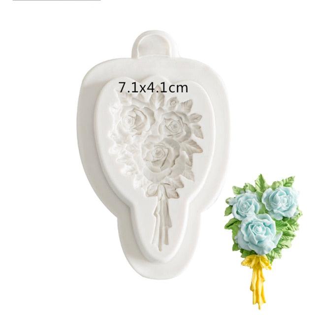 3D Flower Silicone Mold Sugar Paste Fondant Cake Decor Tool Chocolate Cake Candy Fence Shaped Mold Baking Cake Moulds Mini Sizes Roses Flower Fondant Candy Silicone Mold Stevvex