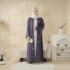 3D Embroidery Abaya With Geometric Beads. 3D Embroidered Open Abaya (MOA085)