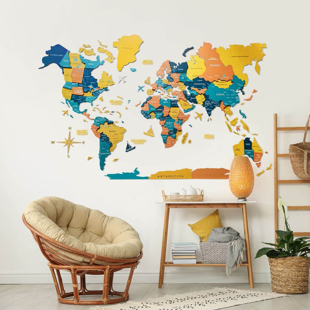3D Wooden World Map Indie Enjoy The Wood