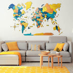 3D Luminous/Magnetic Colored Wooden World Map Indie - SJB-DIAMOND ELITES