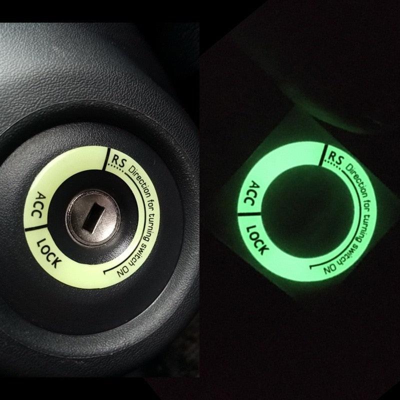 3D Key Ring Sticker Engine Start Push Button Switch Ring Cover Trim Luminous Ignition Switch Cover Car Styling Circle Light Decoration for Auto Motorcycle Universal Ignition Start Stop Button Luminous Ring Cover Trim Compatible Stevvex