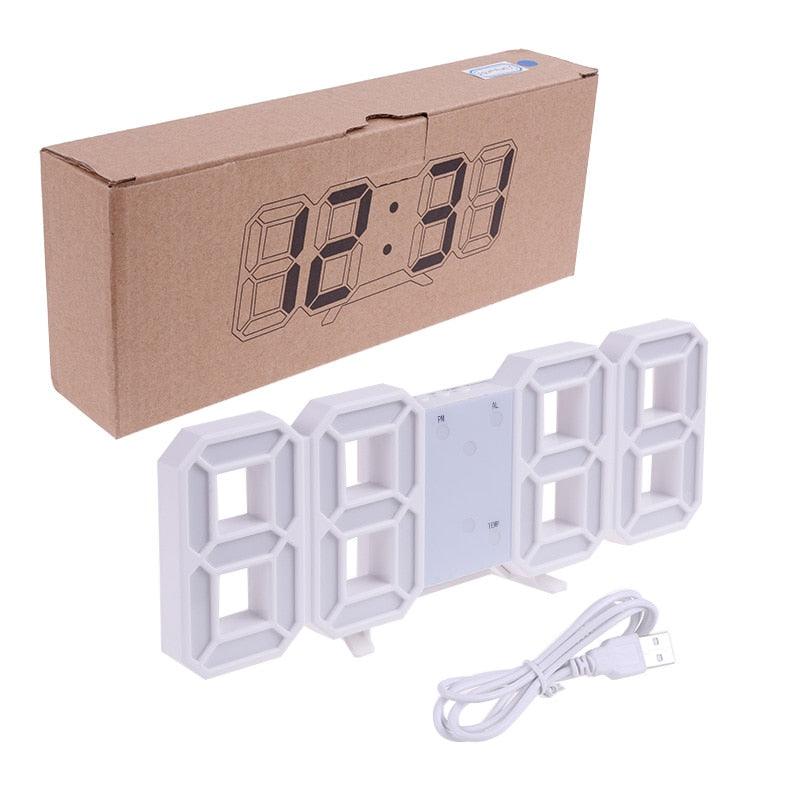 3D Large LED Digital Wall Clock 3D LED Wall Clock with Remote Control 12/24 H Time/Date Display Nightlight Alarm Clock Digital Clock Brightness to Adjust Temperature Date Time Celsius Nightlight Display Table Desktop Clocks Alarm Clock For Living Room Stevvex