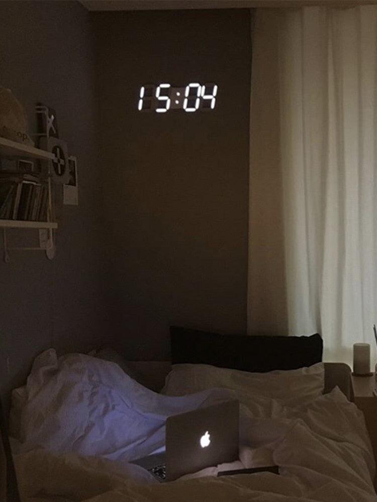 3D Large LED Digital Wall Clock 3D LED Wall Clock with Remote Control 12/24 H Time/Date Display Nightlight Alarm Clock Digital Clock Brightness to Adjust Temperature Date Time Celsius Nightlight Display Table Desktop Clocks Alarm Clock For Living Room Stevvex