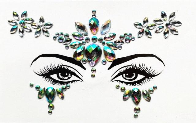 3D Makeup Tattoo Face Gems Glitter Face Jewels Crystal Stickers Face Glitter for Festival Carnival Party Stevvex