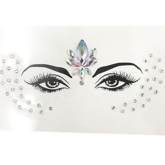 3D Makeup Tattoo Face Gems Glitter Face Jewels Crystal Stickers Face Glitter for Festival Carnival Party Stevvex