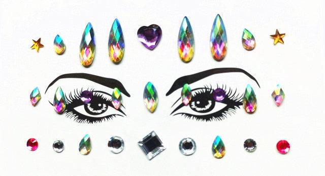 3D Makeup Tattoo Face Gems Glitter Face Jewels Crystal Stickers Face Glitter for Festival Carnival Party Stevvex