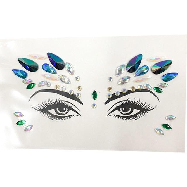 3D Makeup Tattoo Face Gems Glitter Face Jewels Crystal Stickers Face Glitter for Festival Carnival Party Stevvex