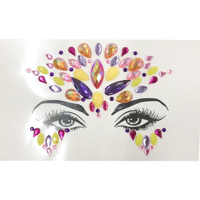 3D Makeup Tattoo Face Gems Glitter Face Jewels Crystal Stickers Face Glitter for Festival Carnival Party Stevvex