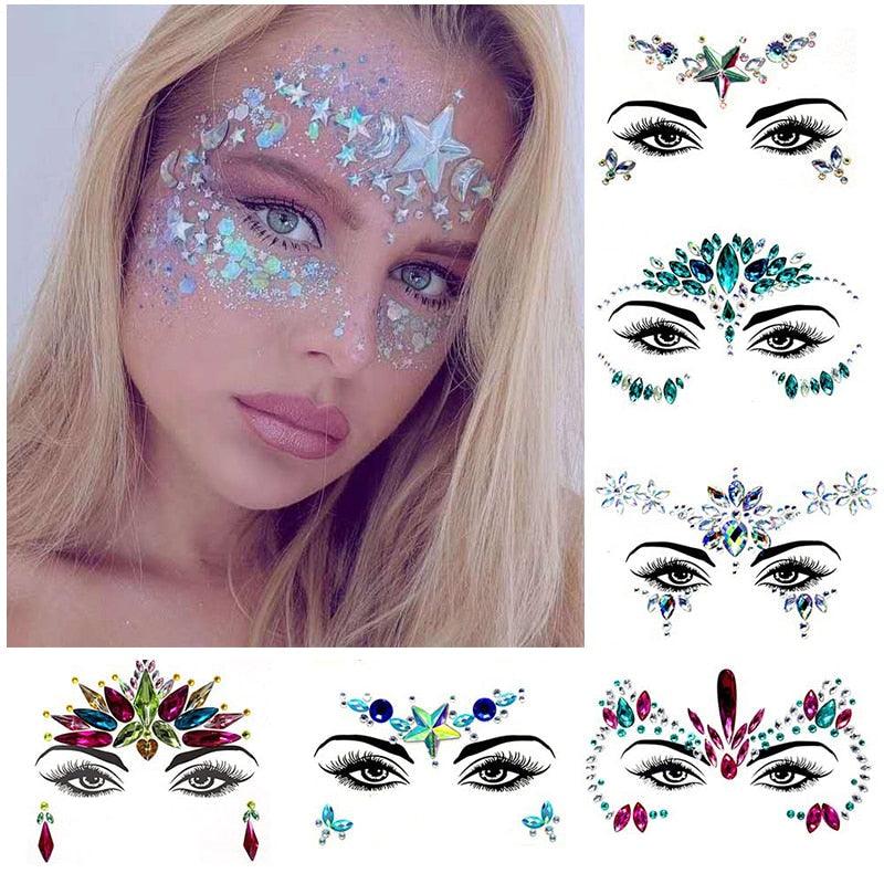 3D Makeup Tattoo Face Gems Glitter Face Jewels Crystal Stickers Face Glitter for Festival Carnival Party Stevvex