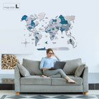 3D Wooden World Map Aqua Enjoy The Wood