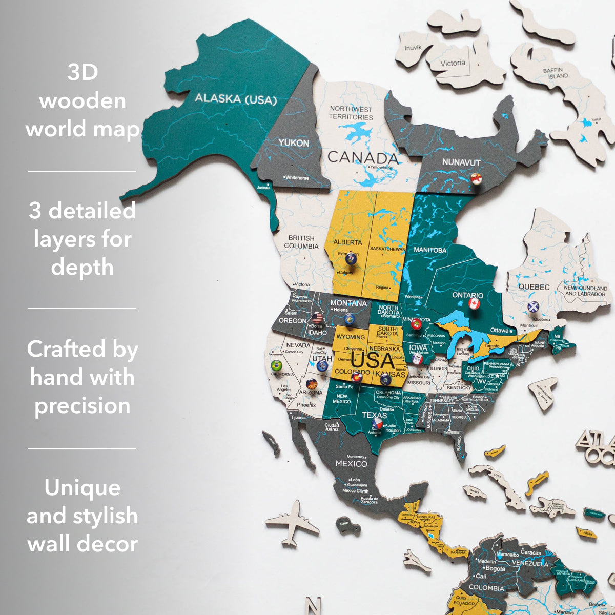 3D Wooden World Map Country - SJB-DIAMOND ELITES