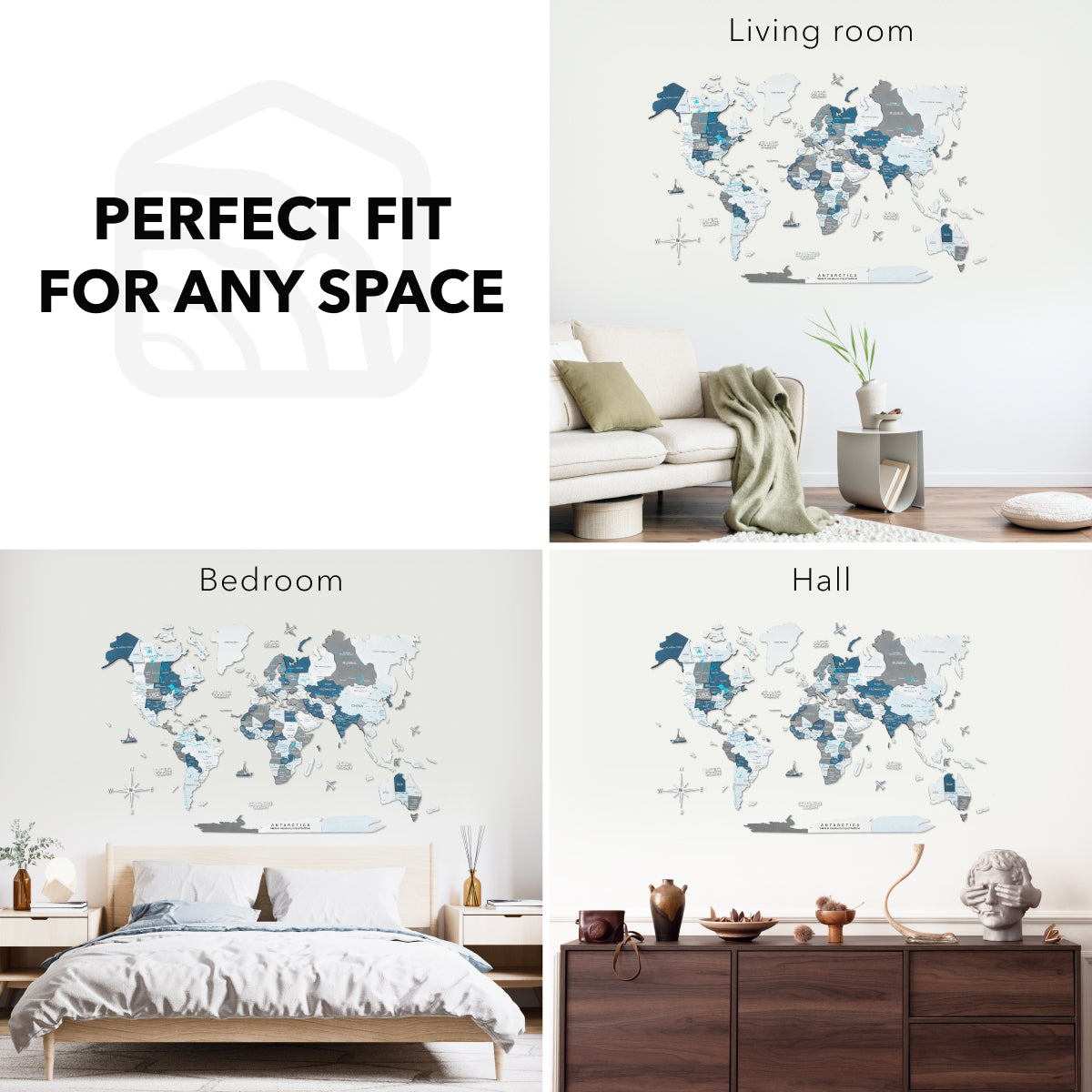 3D Luminous/Magnetic Colored Wooden World Map Cruise Enjoy The Wood
