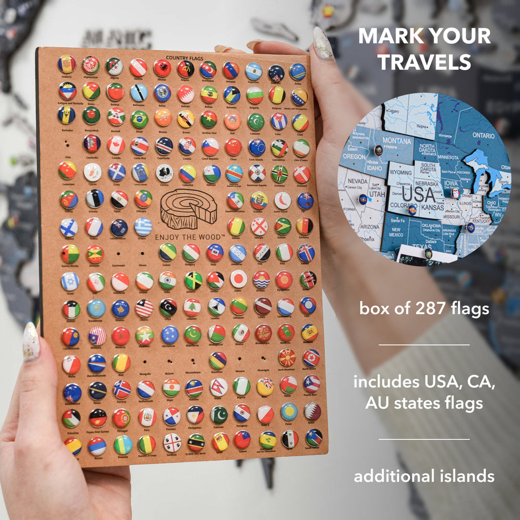 3D Wooden World Map Aqua Enjoy The Wood