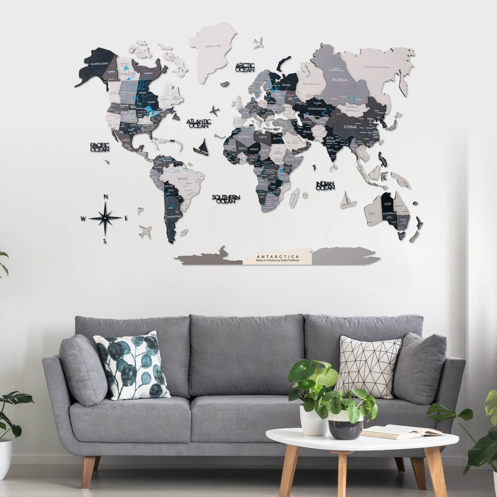 3D Wooden World Map Nordik Enjoy The Wood