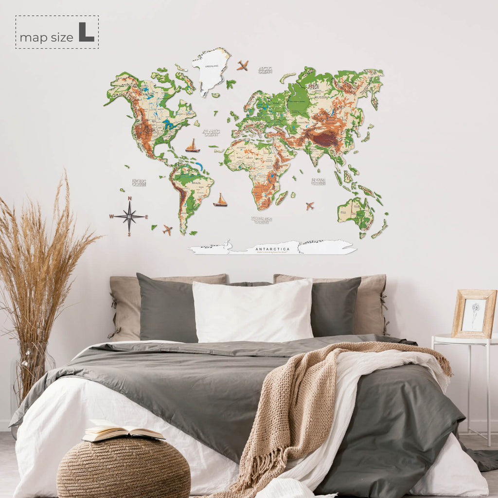3D Wooden World Map Physical - SJB-DIAMOND ELITES