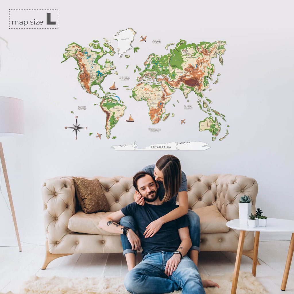 3D Wooden World Map Physical - SJB-DIAMOND ELITES