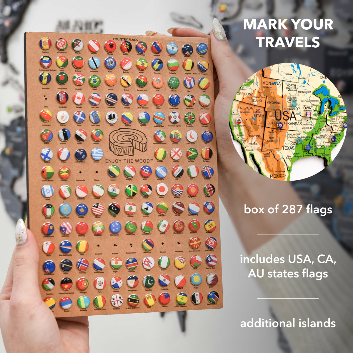 3D Wooden World Map Physical - SJB-DIAMOND ELITES