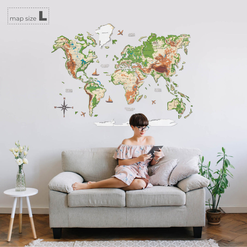 3D Wooden World Map Physical - SJB-DIAMOND ELITES