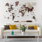 3D Luminous/Magnetic Colored Wooden World Map Cappuccino Enjoy The Wood