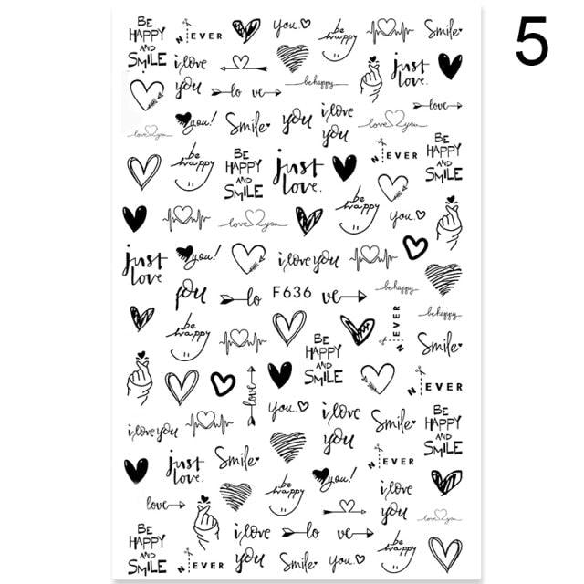 3D Nail Sticker Russian English Letter Sticker For Nails Foil Love Heart Design Accessories Fashion Manicures Sticker Decoration  Nail Art Stickers Water Transfer Nail Decals Full Wraps Gradient Acrylic Nail Kits for Women Manicure Decoration Stevvex