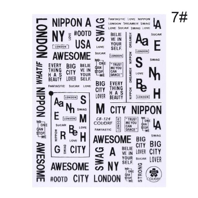 3D Nail Sticker Russian English Letter Sticker For Nails Foil Love Heart Design Accessories Fashion Manicures Sticker Decoration  Nail Art Stickers Water Transfer Nail Decals Full Wraps Gradient Acrylic Nail Kits for Women Manicure Decoration Stevvex