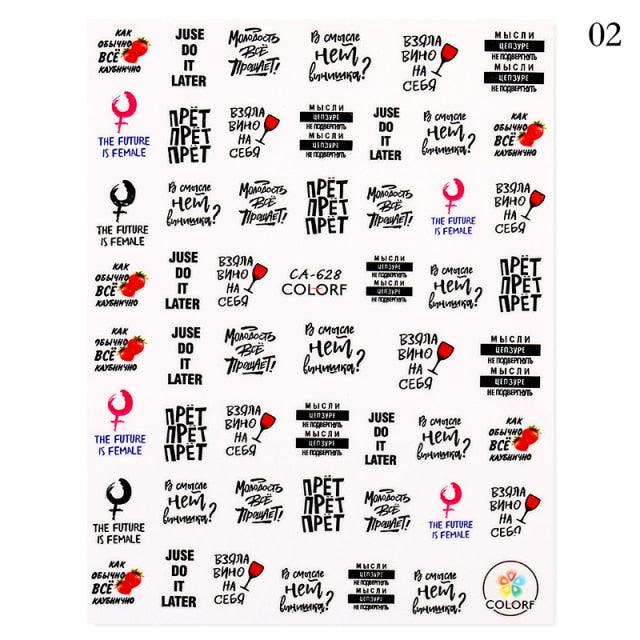 3D Nail Sticker Russian English Letter Sticker For Nails Foil Love Heart Design Accessories Fashion Manicures Sticker Decoration  Nail Art Stickers Water Transfer Nail Decals Full Wraps Gradient Acrylic Nail Kits for Women Manicure Decoration Stevvex