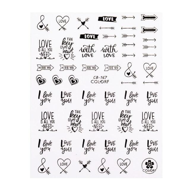 3D Nail Sticker Russian English Letter Sticker For Nails Foil Love Heart Design Accessories Fashion Manicures Sticker Decoration  Nail Art Stickers Water Transfer Nail Decals Full Wraps Gradient Acrylic Nail Kits for Women Manicure Decoration Stevvex