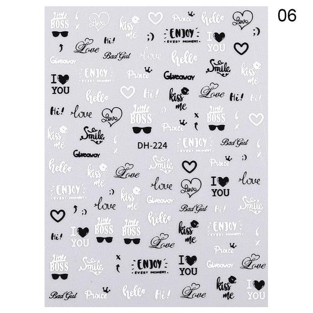 3D Nail Sticker Russian English Letter Sticker For Nails Foil Love Heart Design Accessories Fashion Manicures Sticker Decoration  Nail Art Stickers Water Transfer Nail Decals Full Wraps Gradient Acrylic Nail Kits for Women Manicure Decoration Stevvex