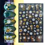 3D Nail Stickers Decals Snowflakes Elk Bear Christmas Xmas Transfer Stickers Nail Art Self-Adhesive Decals Decoration  Nail Art Stickers Decals Christmas Snowflake Bronzing Christmas Slider Nail Art 3D Decals Decoration Stevvex