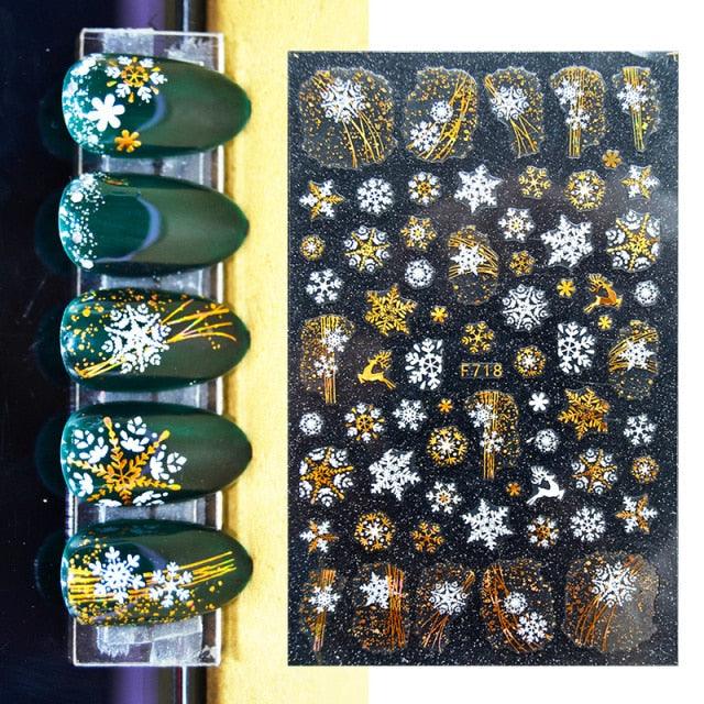 3D Nail Stickers Decals Snowflakes Elk Bear Christmas Xmas Transfer Stickers Nail Art Self-Adhesive Decals Decoration  Nail Art Stickers Decals Christmas Snowflake Bronzing Christmas Slider Nail Art 3D Decals Decoration Stevvex