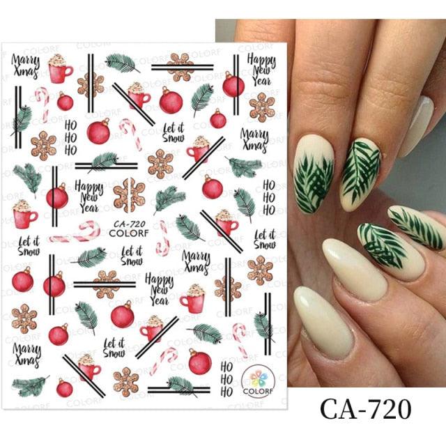 3D Nail Stickers Decals Snowflakes Elk Bear Christmas Xmas Transfer Stickers Nail Art Self-Adhesive Decals Decoration  Nail Art Stickers Decals Christmas Snowflake Bronzing Christmas Slider Nail Art 3D Decals Decoration Stevvex