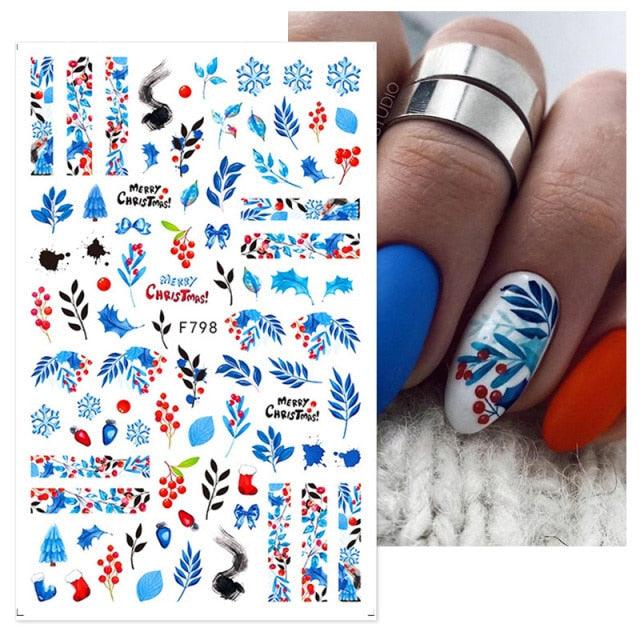 3D Nail Stickers Decals Snowflakes Elk Bear Christmas Xmas Transfer Stickers Nail Art Self-Adhesive Decals Decoration  Nail Art Stickers Decals Christmas Snowflake Bronzing Christmas Slider Nail Art 3D Decals Decoration Stevvex