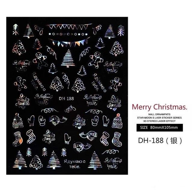 3D Nail Stickers Decals Snowflakes Elk Bear Christmas Xmas Transfer Stickers Nail Art Self-Adhesive Decals Decoration  Nail Art Stickers Decals Christmas Snowflake Bronzing Christmas Slider Nail Art 3D Decals Decoration Stevvex