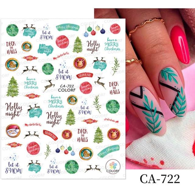 3D Nail Stickers Decals Snowflakes Elk Bear Christmas Xmas Transfer Stickers Nail Art Self-Adhesive Decals Decoration  Nail Art Stickers Decals Christmas Snowflake Bronzing Christmas Slider Nail Art 3D Decals Decoration Stevvex