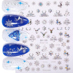 3D Nail Stickers Decals Snowflakes Elk Bear Christmas Xmas Transfer Stickers Nail Art Self-Adhesive Decals Decoration  Nail Art Stickers Decals Christmas Snowflake Bronzing Christmas Slider Nail Art 3D Decals Decoration Stevvex
