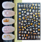 3D Nail Stickers Decals Snowflakes Elk Bear Christmas Xmas Transfer Stickers Nail Art Self-Adhesive Decals Decoration  Nail Art Stickers Decals Christmas Snowflake Bronzing Christmas Slider Nail Art 3D Decals Decoration Stevvex