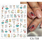 3D Nail Stickers Decals Snowflakes Elk Bear Christmas Xmas Transfer Stickers Nail Art Self-Adhesive Decals Decoration  Nail Art Stickers Decals Christmas Snowflake Bronzing Christmas Slider Nail Art 3D Decals Decoration Stevvex