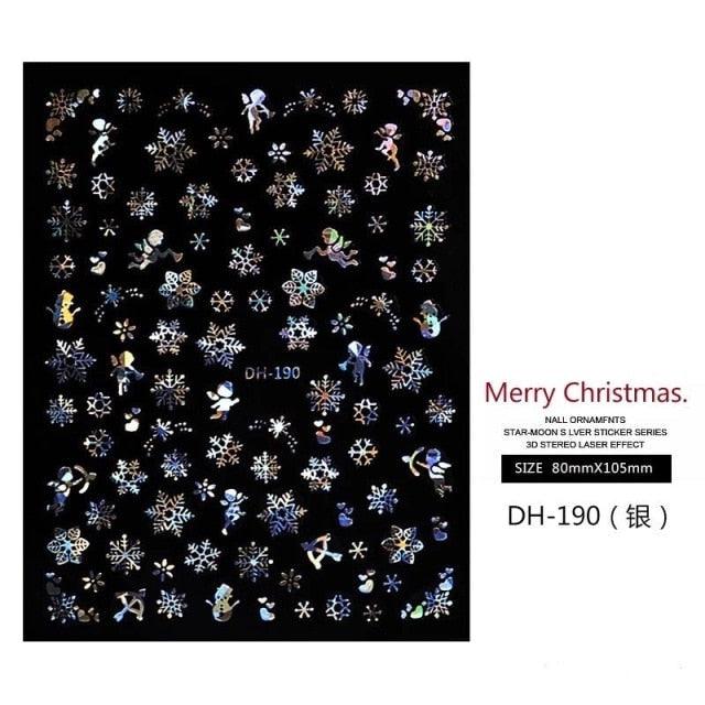 3D Nail Stickers Decals Snowflakes Elk Bear Christmas Xmas Transfer Stickers Nail Art Self-Adhesive Decals Decoration  Nail Art Stickers Decals Christmas Snowflake Bronzing Christmas Slider Nail Art 3D Decals Decoration Stevvex