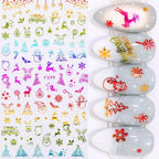 3D Nail Stickers Decals Snowflakes Elk Bear Christmas Xmas Transfer Stickers Nail Art Self-Adhesive Decals Decoration  Nail Art Stickers Decals Christmas Snowflake Bronzing Christmas Slider Nail Art 3D Decals Decoration Stevvex