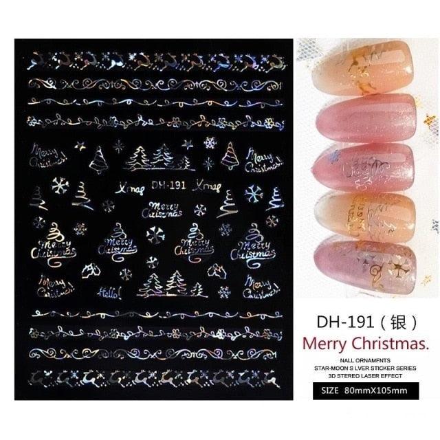 3D Nail Stickers Decals Snowflakes Elk Bear Christmas Xmas Transfer Stickers Nail Art Self-Adhesive Decals Decoration  Nail Art Stickers Decals Christmas Snowflake Bronzing Christmas Slider Nail Art 3D Decals Decoration Stevvex