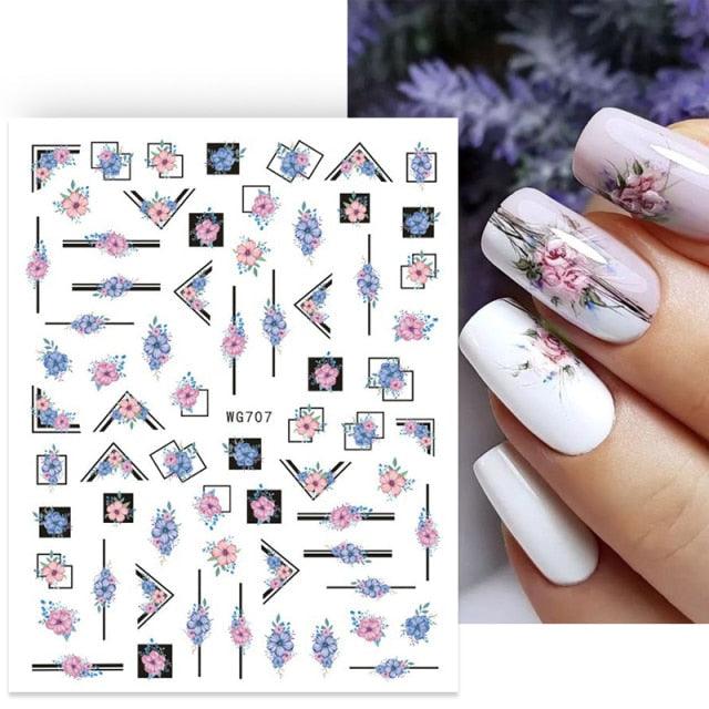 3D Nails Sticker Spring Cartoon Animals Flowers Leaves Self Adhesive Decals Sliders Nail Art Accessories Decoration Decal Self-Adhesive 3D Wave Design Decoration for Women Girls Tape Nail Art Stickers Decal Decoration Stevvex