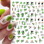 3D Nails Sticker Spring Cartoon Animals Flowers Leaves Self Adhesive Decals Sliders Nail Art Accessories Decoration Decal Self-Adhesive 3D Wave Design Decoration for Women Girls Tape Nail Art Stickers Decal Decoration Stevvex